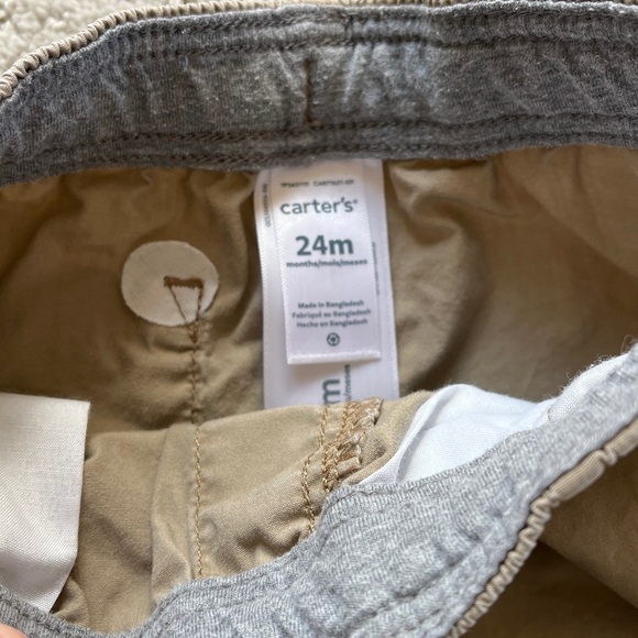 2t Boys Pants Carter's Jogger khaki camo cargo set 3 pair pockets cuffs elastic - Picture 7 of 8